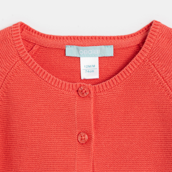 سترة تريكو وردية بطية للطفلة الصغيرة